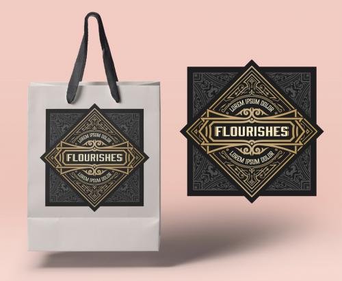 Vintage Logo with Floral Elements 383360389