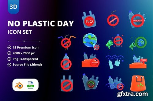 No Plastic Day 3d Icon E23YUHS