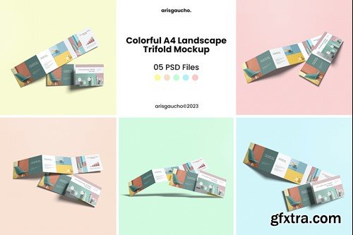 Colorful A4 Landscape Trifold Mockup 65LL8G5 Colorful A4 Landscape Trifold Mockup 65LL8G5