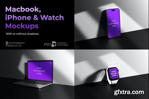 Macbook, iPhone and Watch Mockups SMQZTYQ Macbook, iPhone and Watch Mockups SMQZTYQ