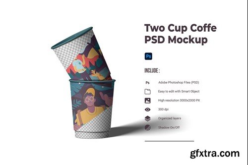 Two Cup Coffe PSD Mockup 4VSDU48