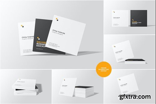 Square Business Card Mockup Front View L3QY6N4