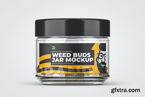 Weed Buds Jar Mockup XSXEG4P Weed Buds Jar Mockup XSXEG4P