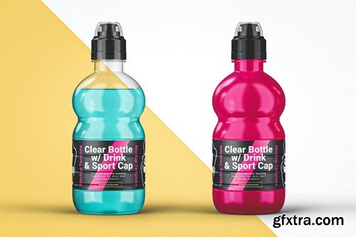Clear Bottle with Sport Cap Mockup ZRGUJ4E Clear Bottle with Sport Cap Mockup ZRGUJ4E