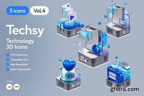 Techsy - 3D Technology Icons Vol.4 NTV9B5K Techsy - 3D Technology Icons Vol.4 NTV9B5K
