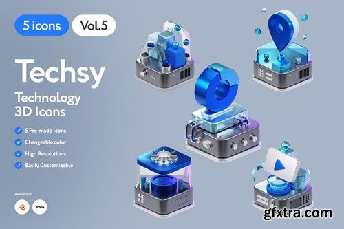 Techsy - 3D Technology Icons Vol.5 KPP8SVN Techsy - 3D Technology Icons Vol.5 KPP8SVN
