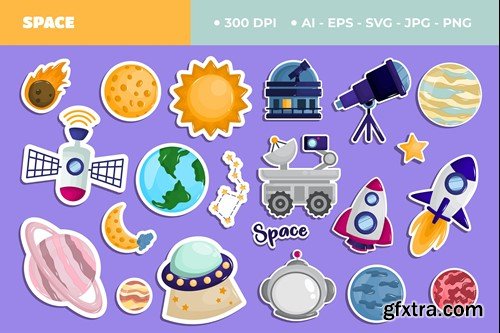 Outer Space Object Cute Sticker Set FS9QC66