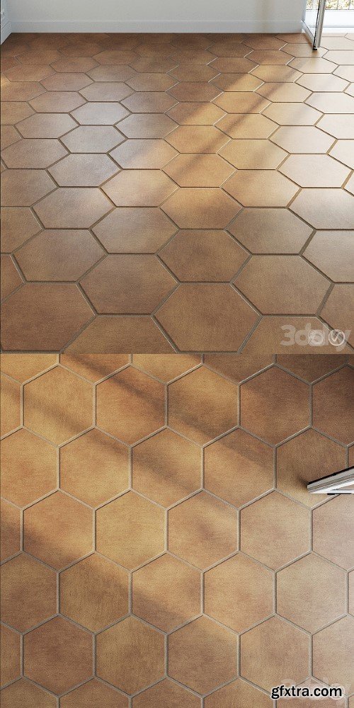 Ceramic Tile Set 03 Hexagon Natural Terracotta