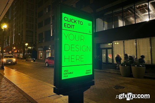 Street Billboard Night Mockup 27GU6A3 Street Billboard Night Mockup 27GU6A3