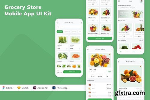 Grocery Store Mobile App UI Kit 85TXNVK Grocery Store Mobile App UI Kit 85TXNVK