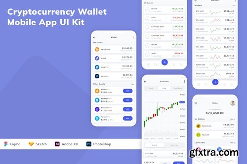 Cryptocurrency Wallet Mobile App UI Kit 95SQV92 Cryptocurrency Wallet Mobile App UI Kit 95SQV92