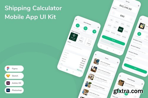 Shipping Calculator Mobile App UI Kit RHRDBAB Shipping Calculator Mobile App UI Kit RHRDBAB