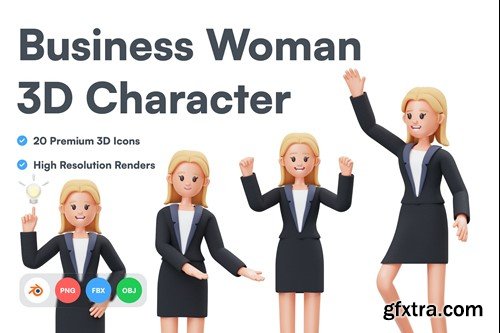Business Woman 3D Character XHPE5JW