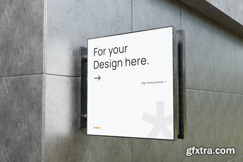 Signboard Wall Rectangle Mockup KN6UWLA Signboard Wall Rectangle Mockup KN6UWLA