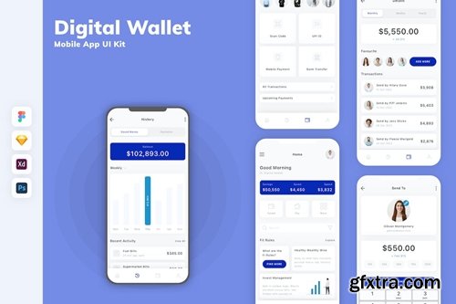 Digital Wallet Mobile App UI Kit 8NCZTX4 Digital Wallet Mobile App UI Kit 8NCZTX4