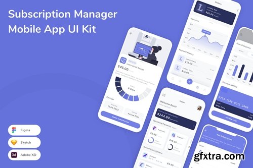 Subscription Manager Mobile App UI Kit B4MGRSW