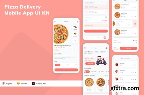 Pizza Delivery Mobile App UI Kit VQPEN5K