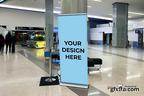 Airport Roll-up Banner Mockup DVZCRCY Airport Roll-up Banner Mockup DVZCRCY