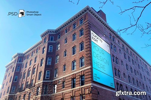 Huge Billboard Building Mockup HCPBYLT Huge Billboard Building Mockup HCPBYLT