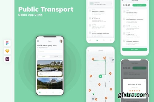 Public Transport Mobile App UI Kit STQ44WM