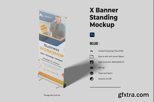 X Banner Standing Mockup 32E5J8M X Banner Standing Mockup 32E5J8M