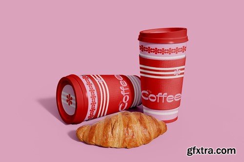 Coffee Cups and Croissant Mockup 6PLV7M4 Coffee Cups and Croissant Mockup 6PLV7M4
