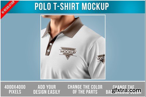 Close-up Polo T-Shirt Mockup SVGAJ35