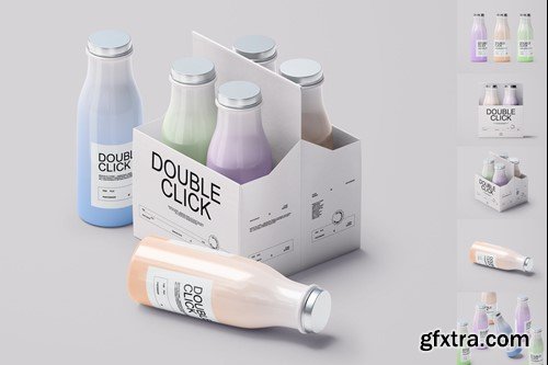Yogurt Bottle and Box Mockup Set NATKLUZ