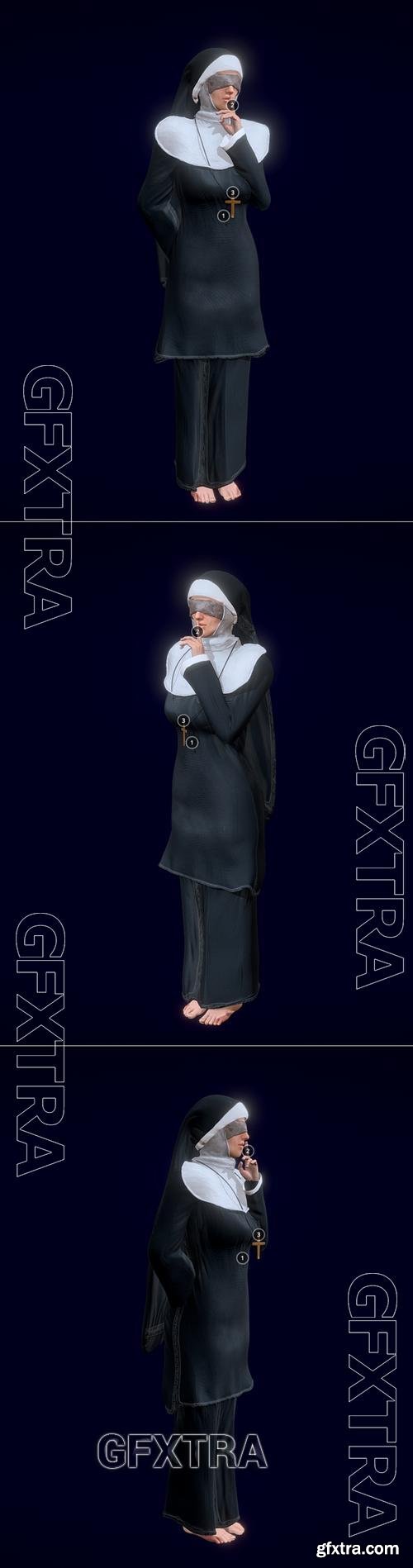 Nun Posed Textured &ndash; 3D Print Model