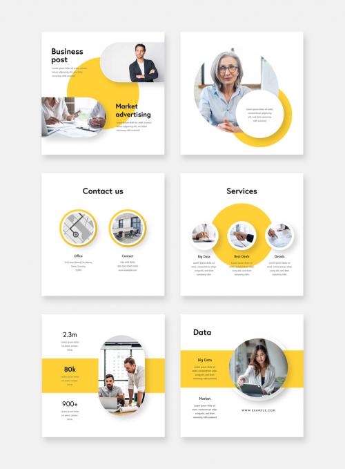 Elegant Business Social Media Posts with Yellow Accent 574343519