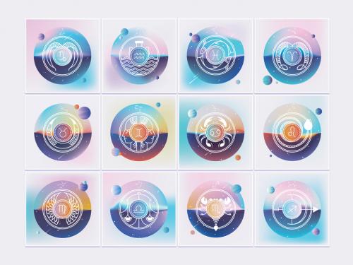Gradient Zodiac Logo Set 338599107