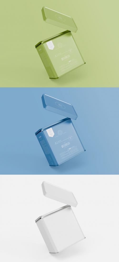 Opened Square Tin Can Mockup 505552183
