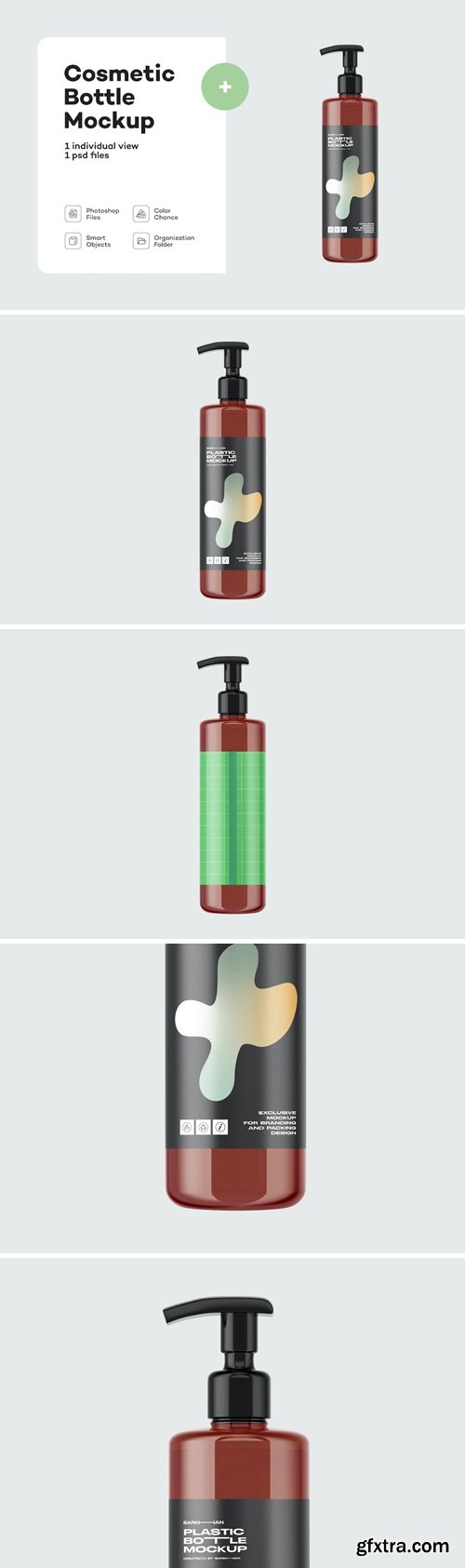 Amber Cosmetic Bottle w Pump Mockup NZHRRB7