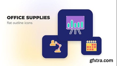 Videohive Office Supplies - Flat Outline Icons 45847890