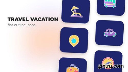 Videohive Travel Vacation - Flat Outline Icons 45848124