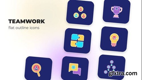 Videohive Teamwork - Flat Outline Icons 45848108