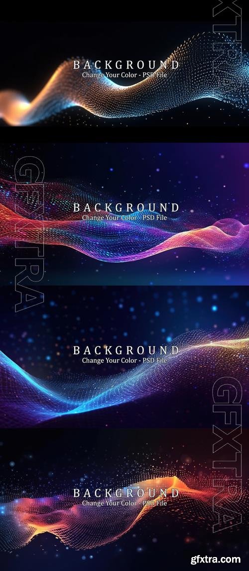 Psd abstract waving particle technology background design