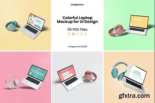 Colorful Laptop Mockup for UI Design JE3FF7P Colorful Laptop Mockup for UI Design JE3FF7P