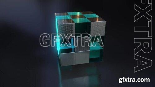 3D Metal And Glass Cube Rotating 1552527