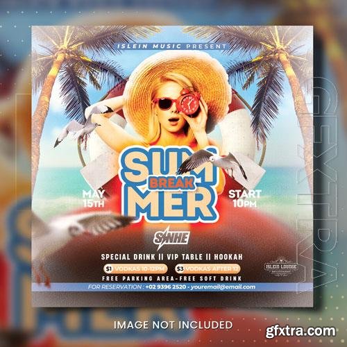 Summer night party psd poster template