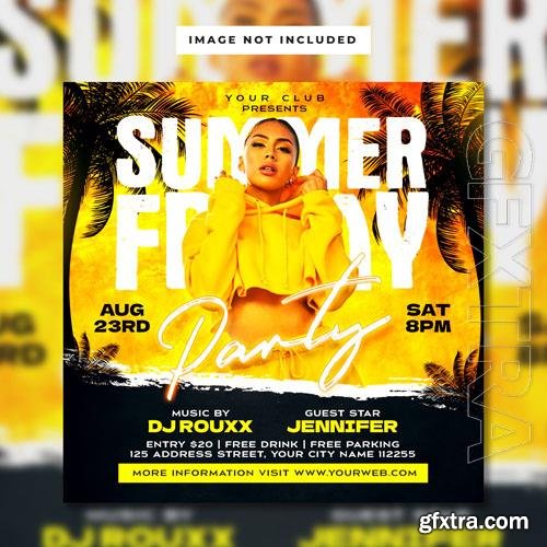 PSD summer friday party flyer instagram post template