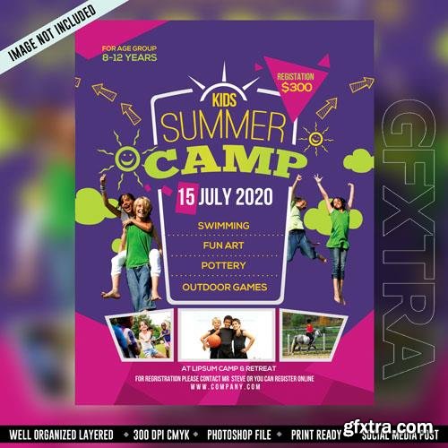 PSD kids summer camp flyer template