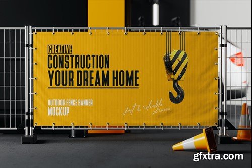 Outdoor Advertising Fence Banner Mockup 462CJYH Outdoor Advertising Fence Banner Mockup 462CJYH