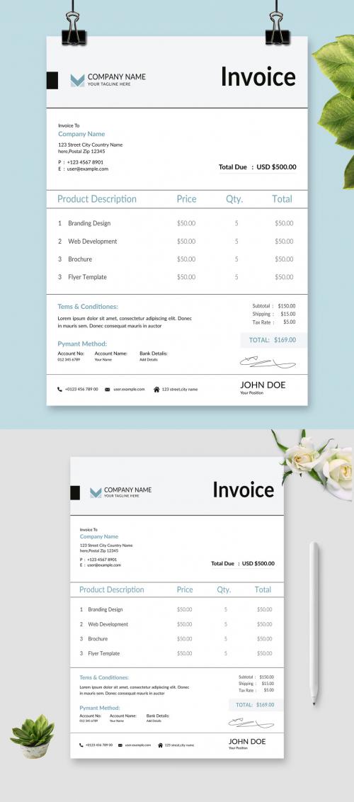 Clean Invoice Design Template 579987885