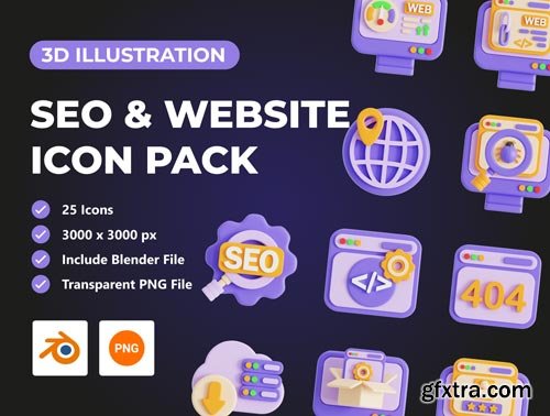 SEO & Website 3D Icon Pack Ui8.net