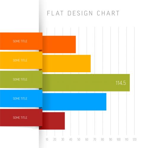 Infographic horizontal block chart report template with paper labels 578778516