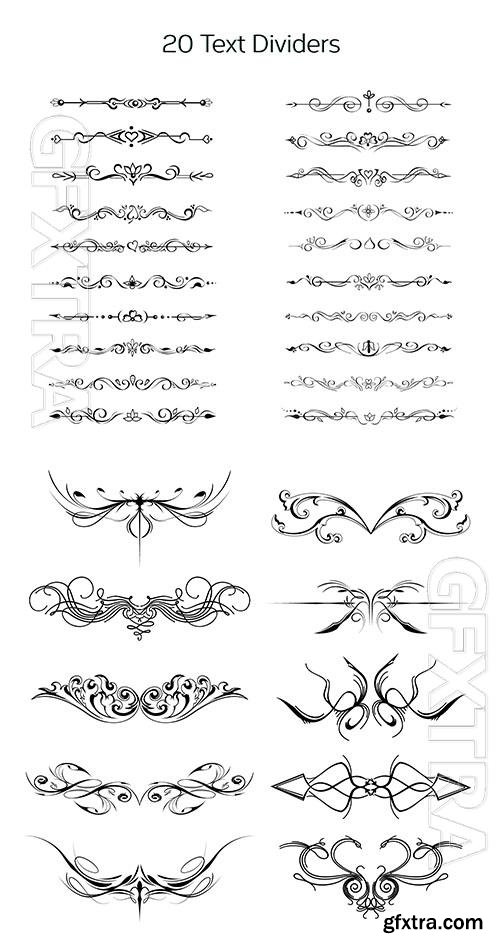 Dividers textset, ornaments, swirls, borders in vector