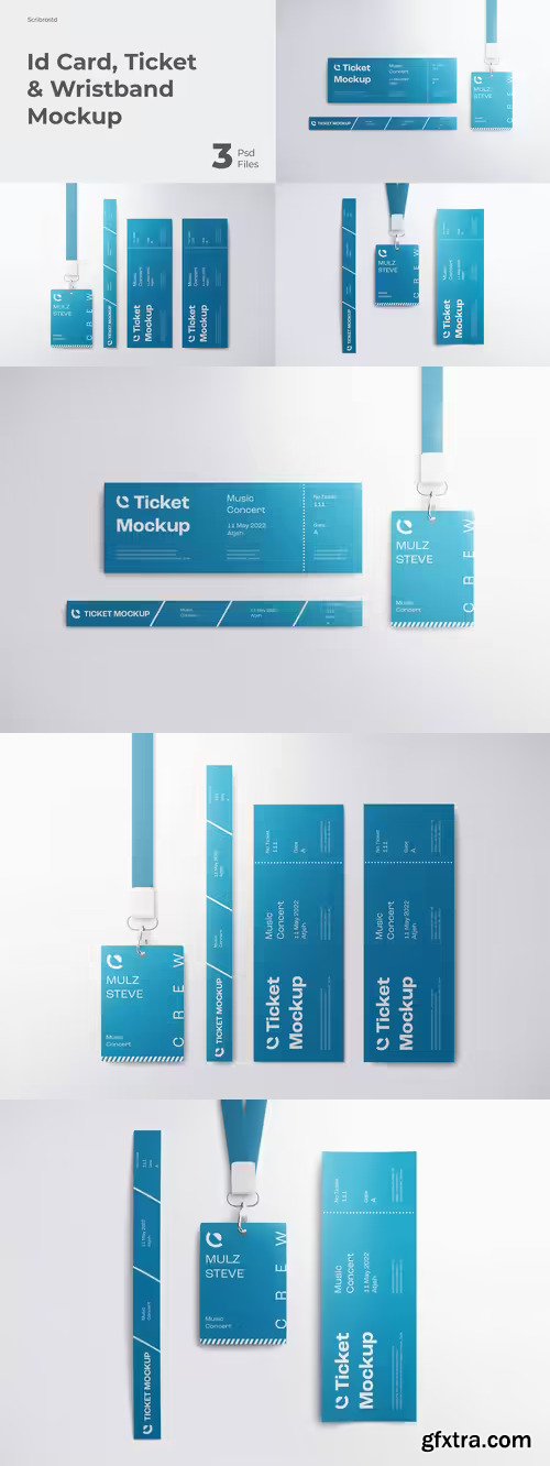 Id Card, Ticket & Wristband Mockup Id Card, Ticket & Wristband Mockup