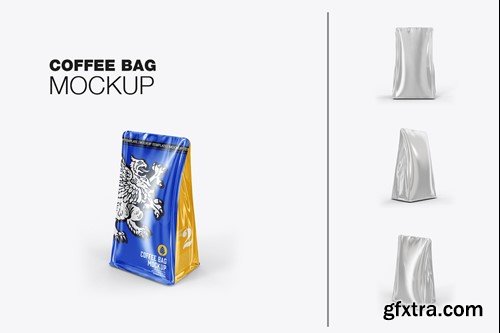 Set Glossy Plastic Paper Coffee Bag Mockup HBFZNKC Set Glossy Plastic Paper Coffee Bag Mockup HBFZNKC