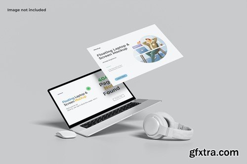 Floating Laptop and Screen Mockup ZCC7LB8 Floating Laptop and Screen Mockup ZCC7LB8